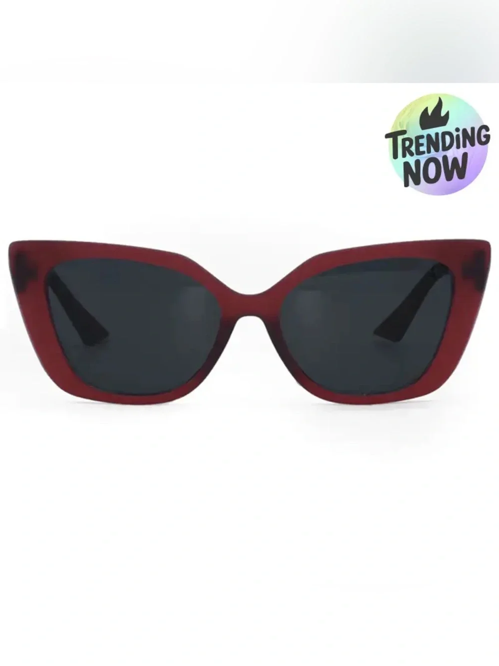 Topfoxx Sophia Burgundy Cat Eye Sunglasses Retro Old Hollywood Style
